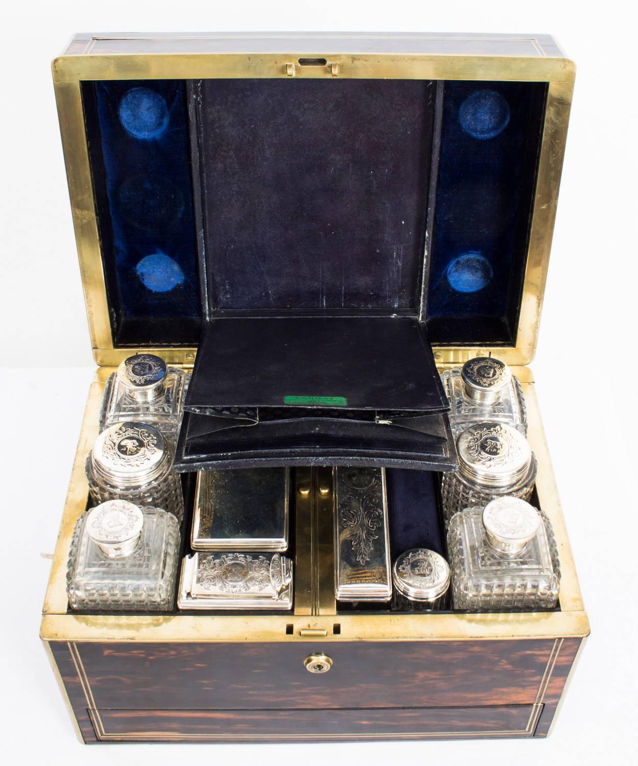 Antique English Coromandel and Silver Dressing Case T Dalton, 1849 2