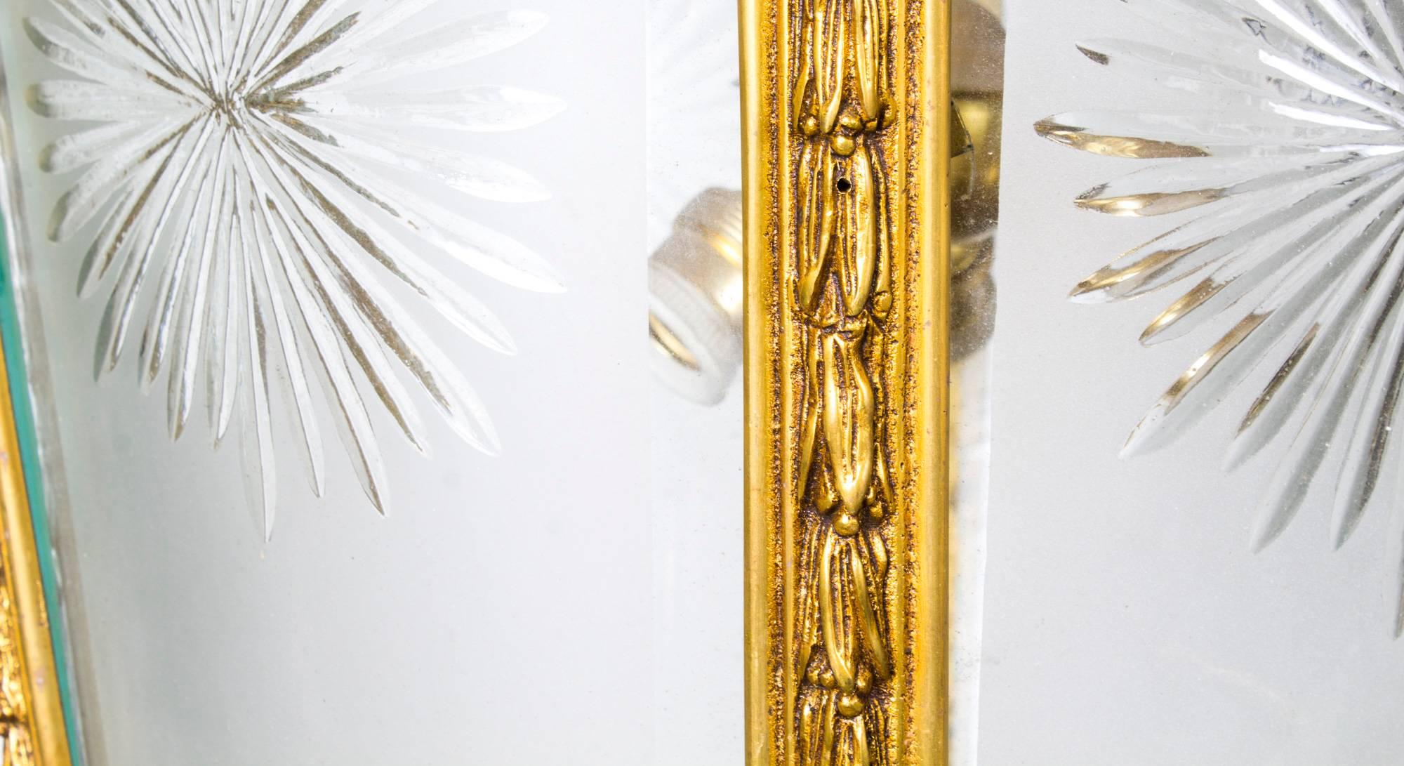 Sechs-Licht-Hallenlaterne aus vergoldeter Bronze im Vintage-Stil, spätes 20. Jahrhundert im Angebot 1