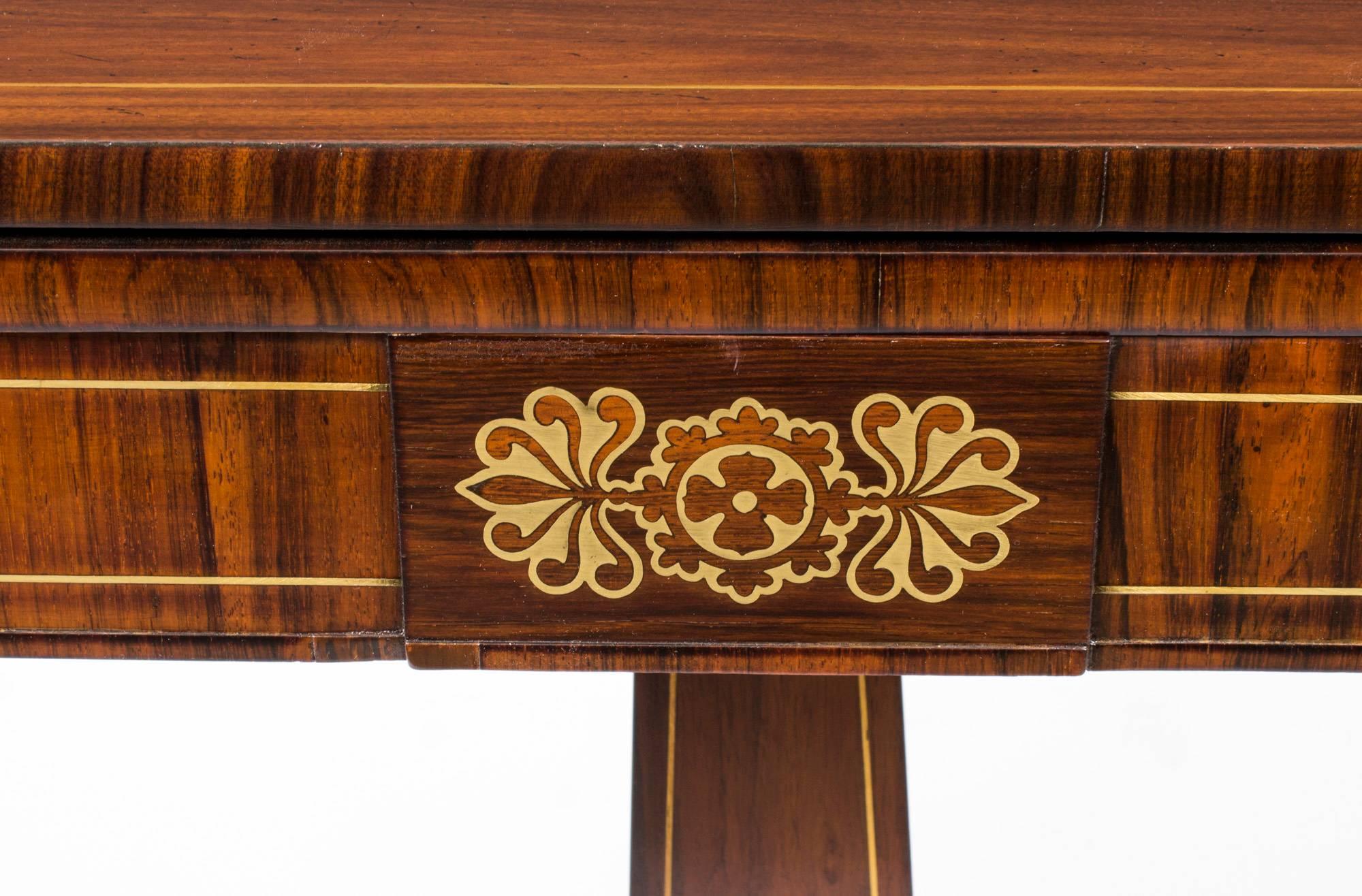 19th Century Regency Coromandel Brass Inlaid Card Table In Excellent Condition In London, GB