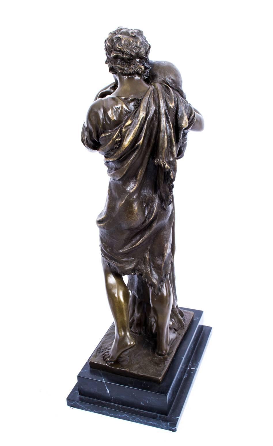 Large Bronze Classical Lovers Sculpture on Marble Base 3