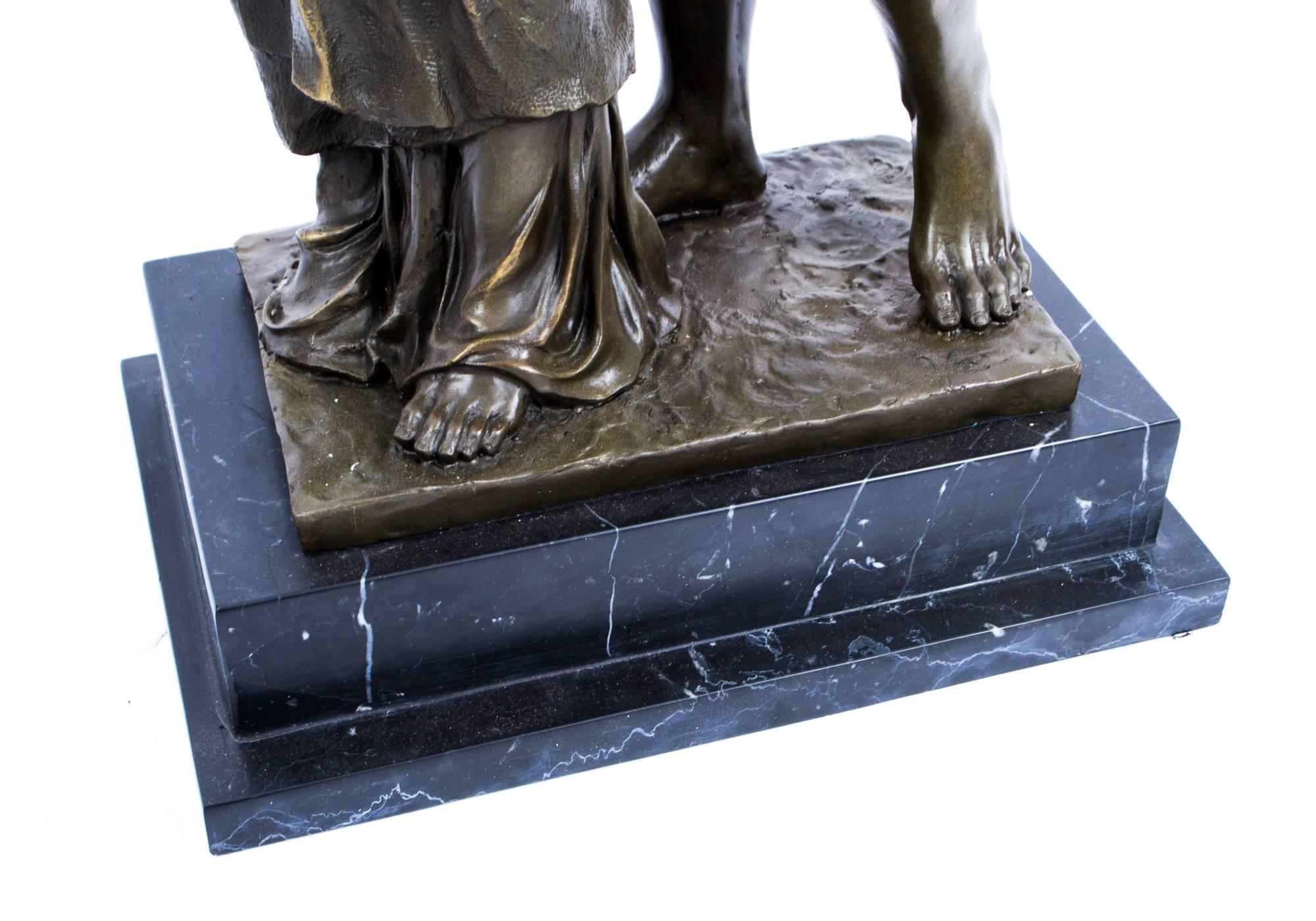 Large Bronze Classical Lovers Sculpture on Marble Base 4