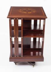 Early 20th Century Art Nouveau Inlaid Revolving Bookcase