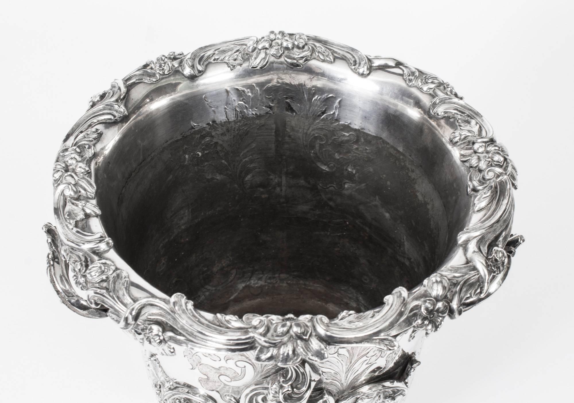 Antique Old Sheffield Embossed Wine Cooler, circa 1830 3