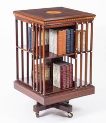 Edwardian Inlaid Mahogany Revolving Bookcase 19th Century