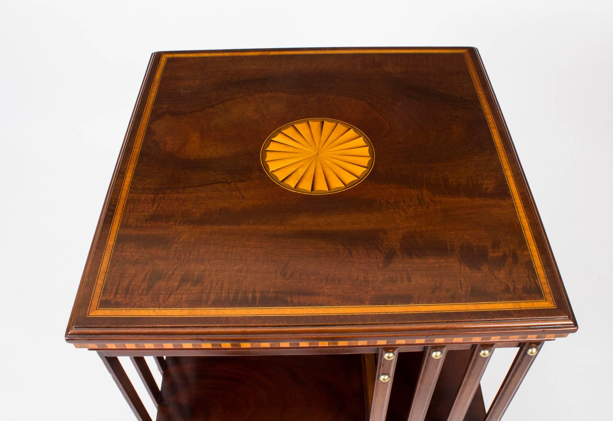  Edwardian Inlaid Mahogany Revolving Bookcase 19th Century In Excellent Condition In London, GB