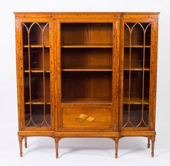 19th Century Victorian Satinwood and Marquetry Display Cabinet