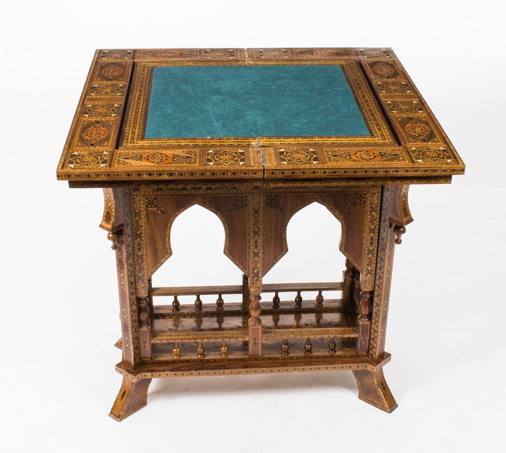 Antique Syrian Inlaid Parquetry Card Games Table, circa 1900 2