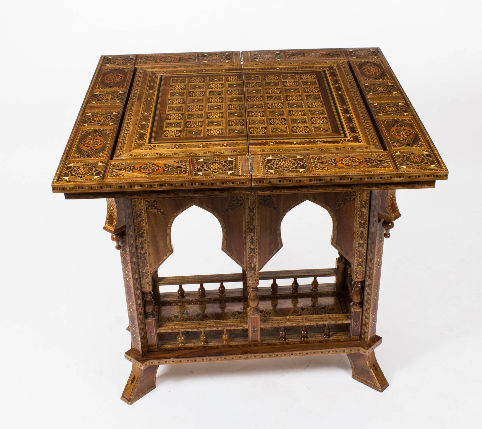 Antique Syrian Inlaid Parquetry Card Games Table, circa 1900 In Excellent Condition In London, GB