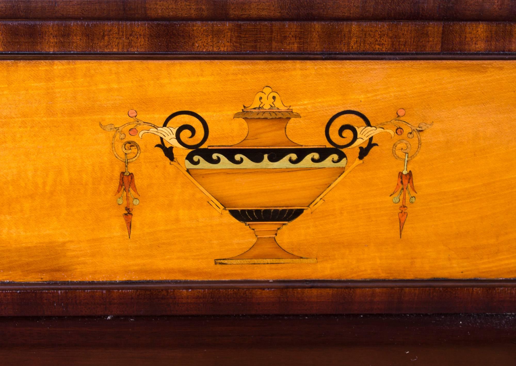 English 19th Century Regency Flame Mahogany Inlaid Sideboard