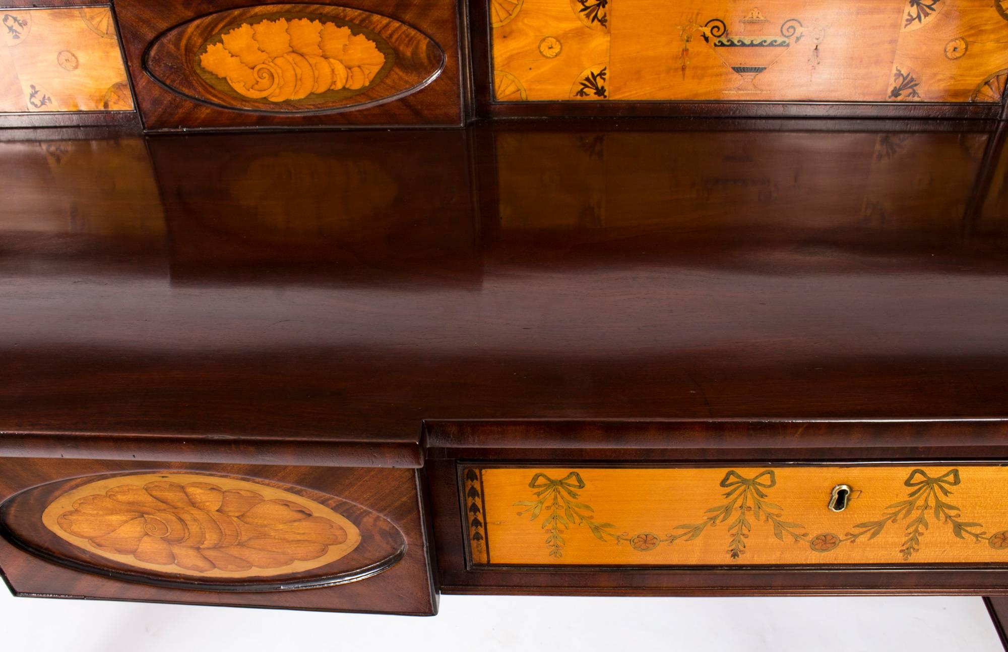 Satinwood 19th Century Regency Flame Mahogany Inlaid Sideboard