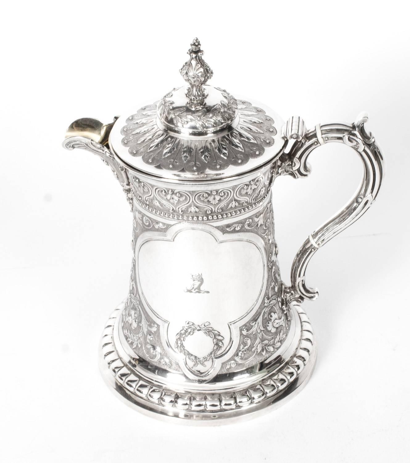 English Antique Sterling Silver Flagon John & Edward Barnard, 1871
