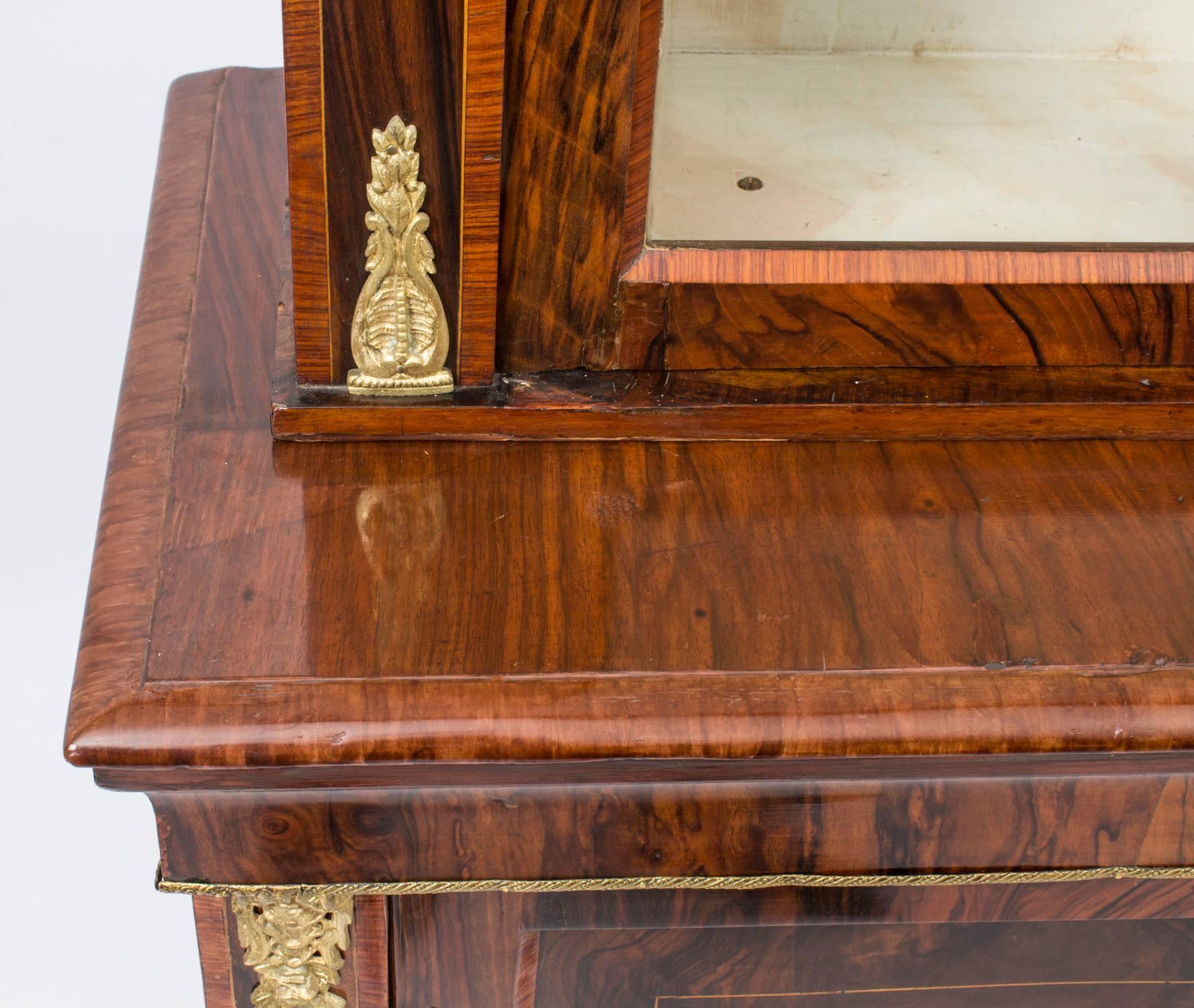 Mid-19th Century 19th Century Burr Walnut and Inlaid Bookcase Display Cabinet