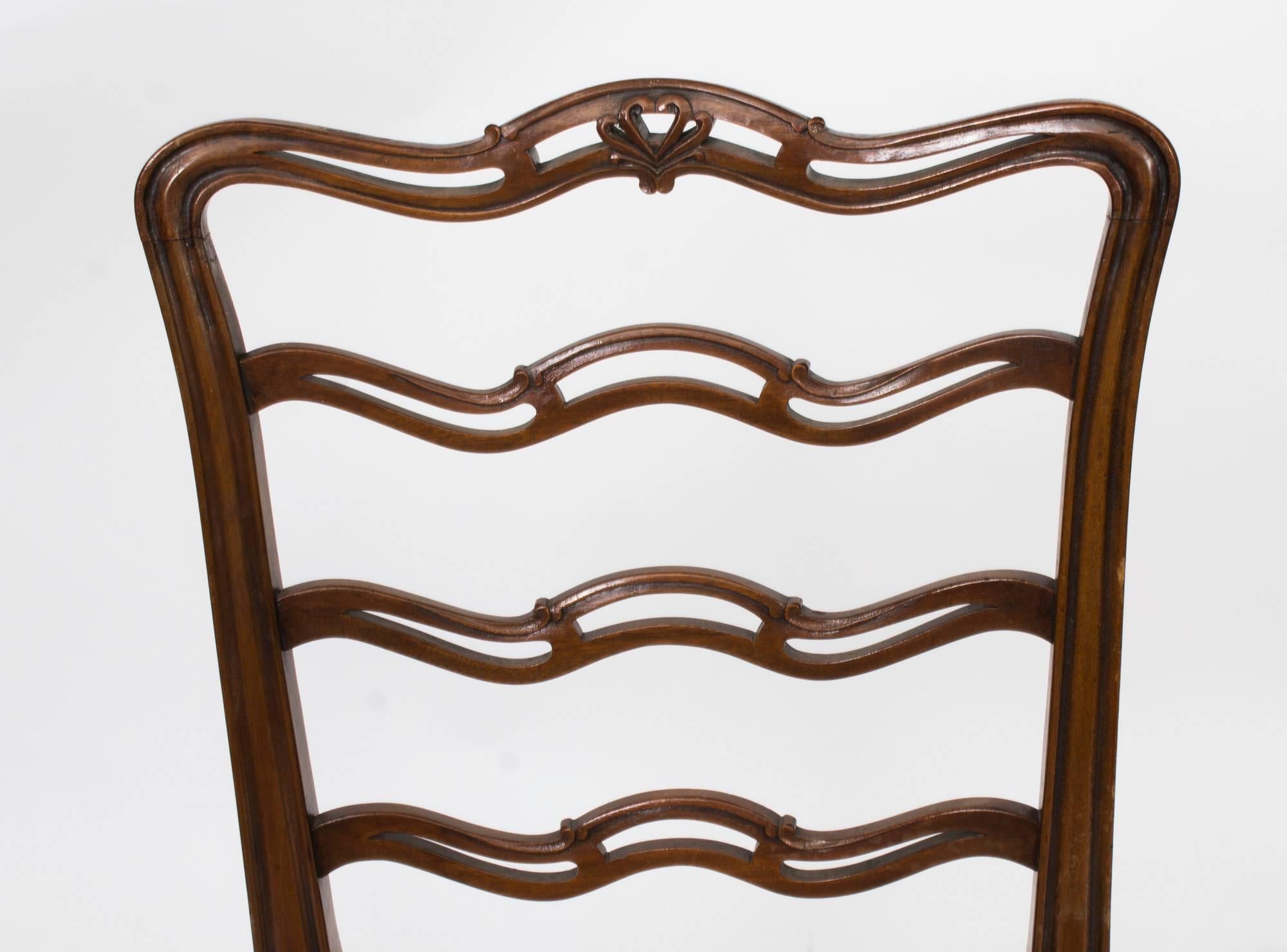 Leather Early 20th Century Set of 8 Chippendale Ladderback Dining Chairs from Harrods