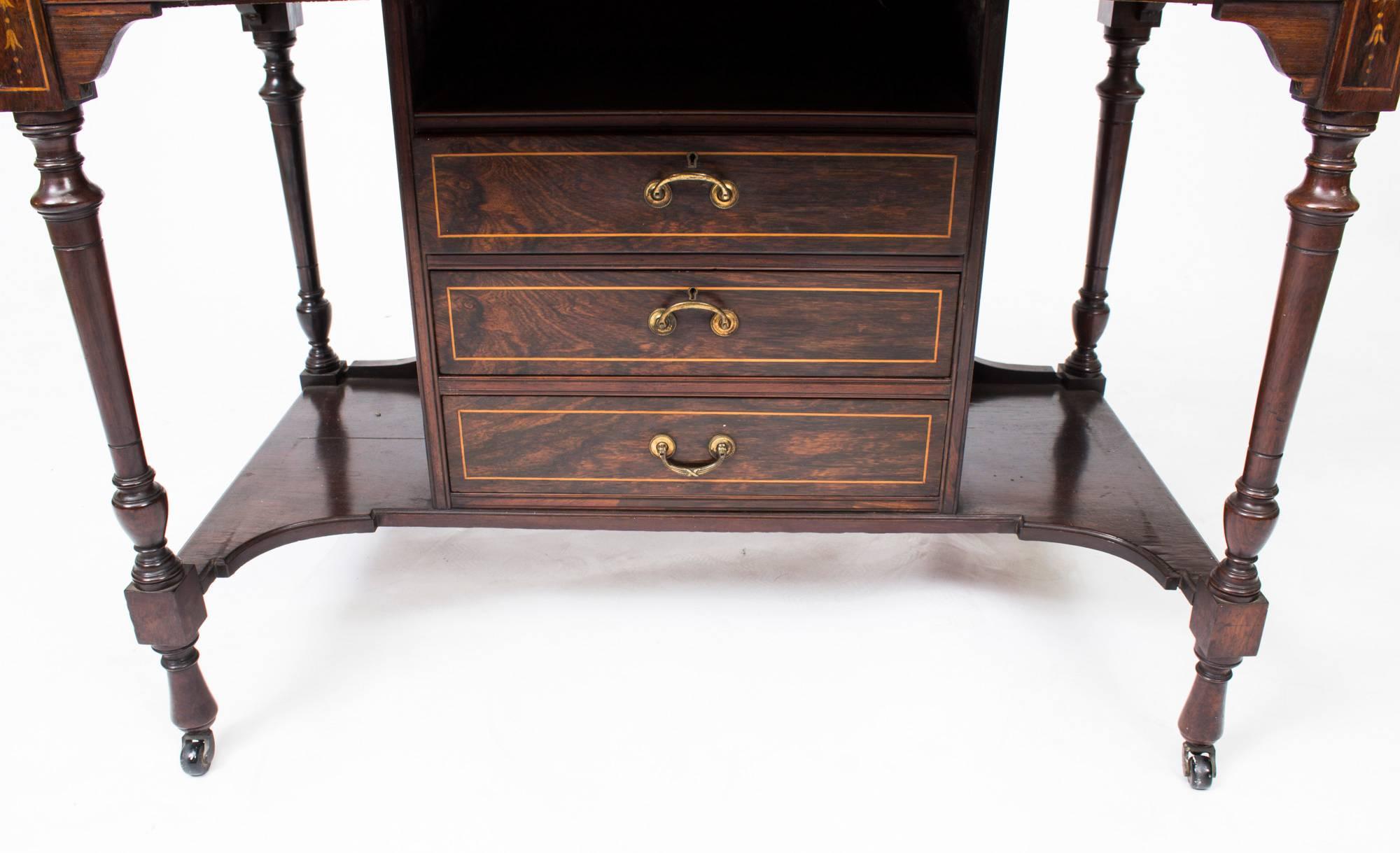 Edwardian Inlaid Writing Table Desk 19th C In Excellent Condition In London, GB