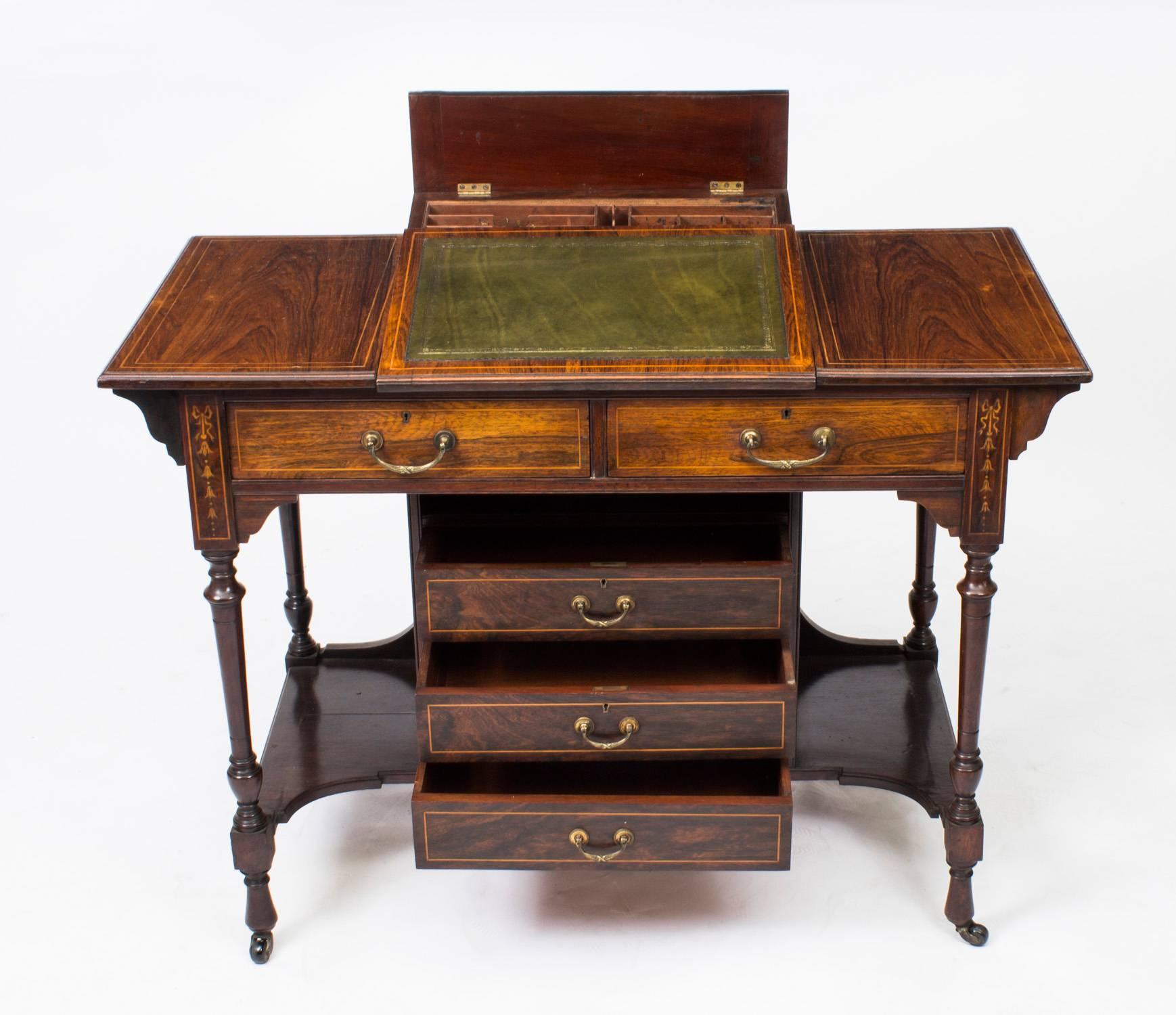 Other Edwardian Inlaid Writing Table Desk 19th C