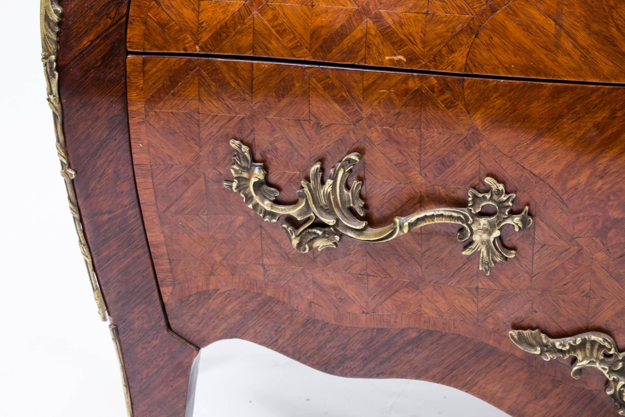 French Louis Revival Parquetry Commode Chest Marble 19th C In Excellent Condition In London, GB
