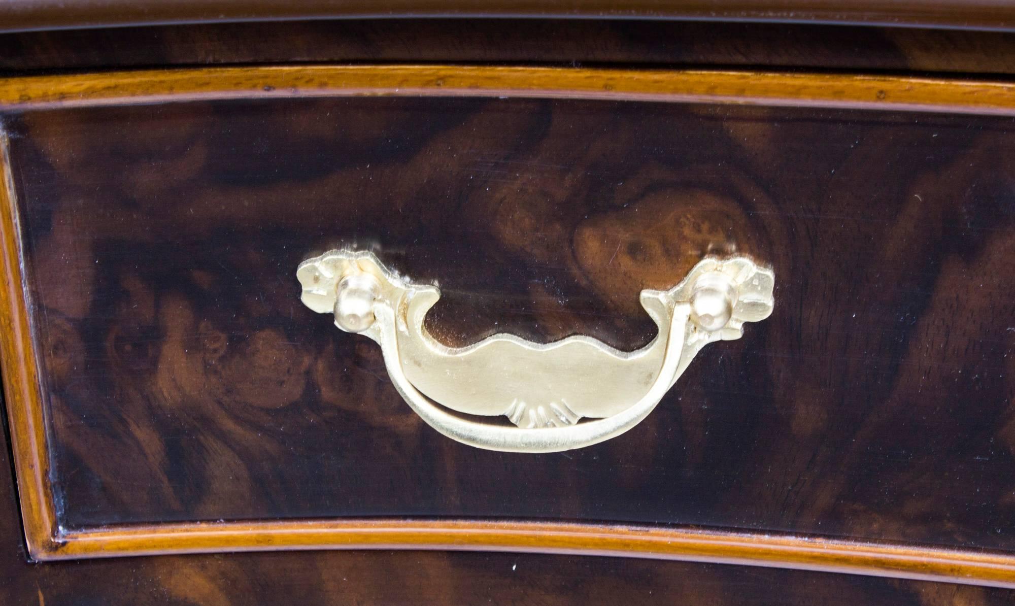 Late 20th Century Vintage Victorian Style Burr Walnut Kidney Shaped Desk