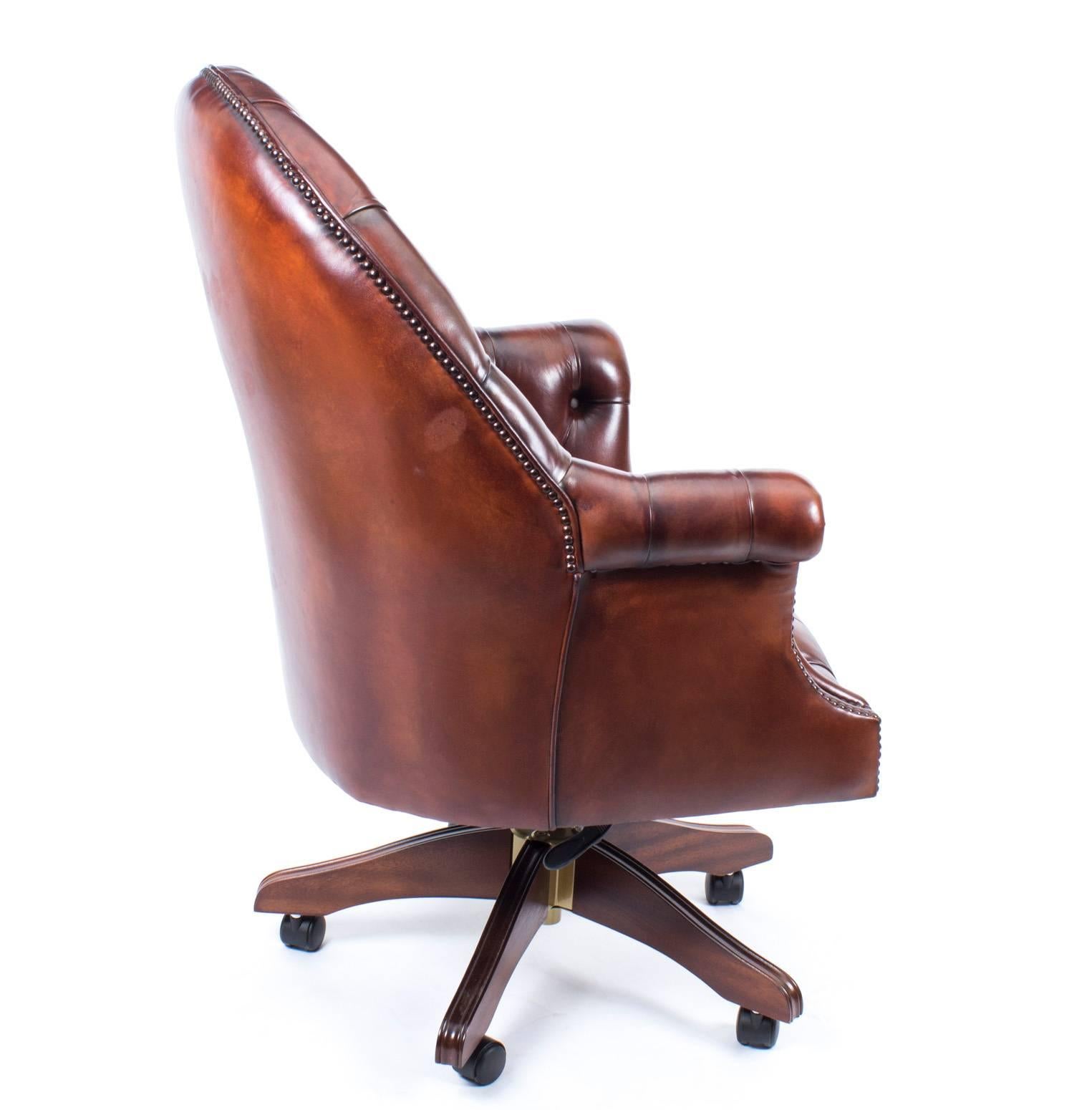 English Handmade Leather Directors Desk Chair Bbo For At 1stdibs