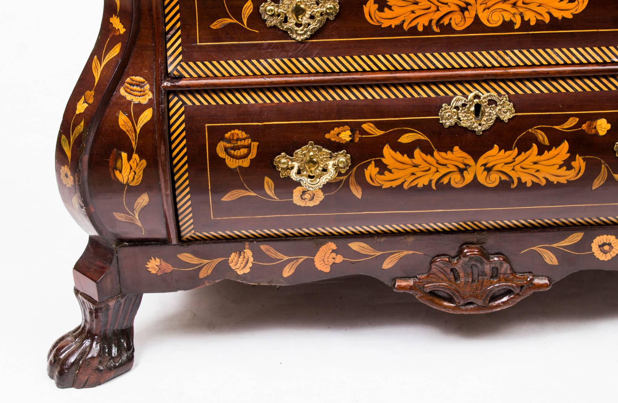 18th Century Dutch Marquetry Walnut Chest of Drawers 4