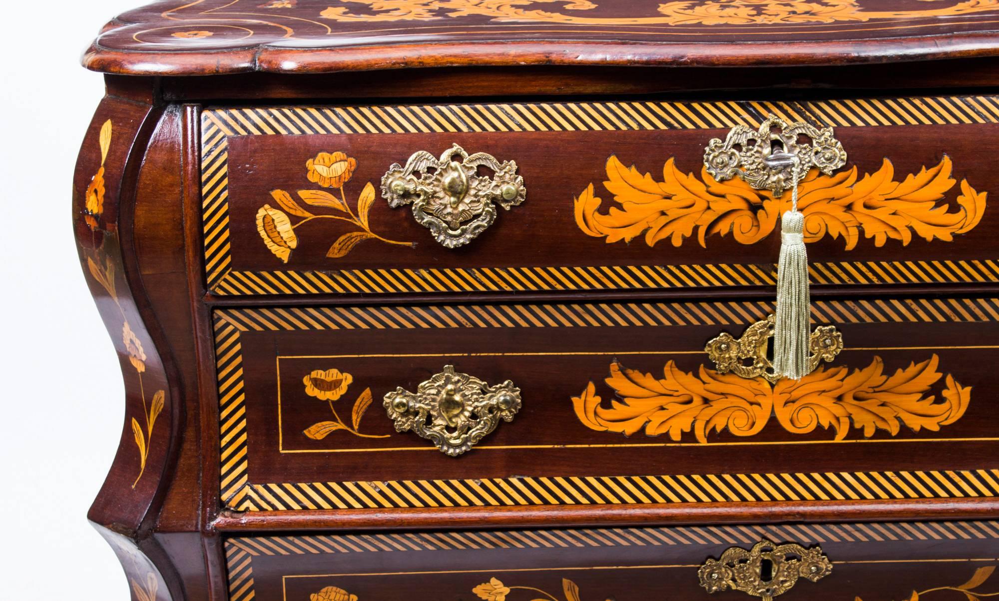 18th Century Dutch Marquetry Walnut Chest of Drawers 1