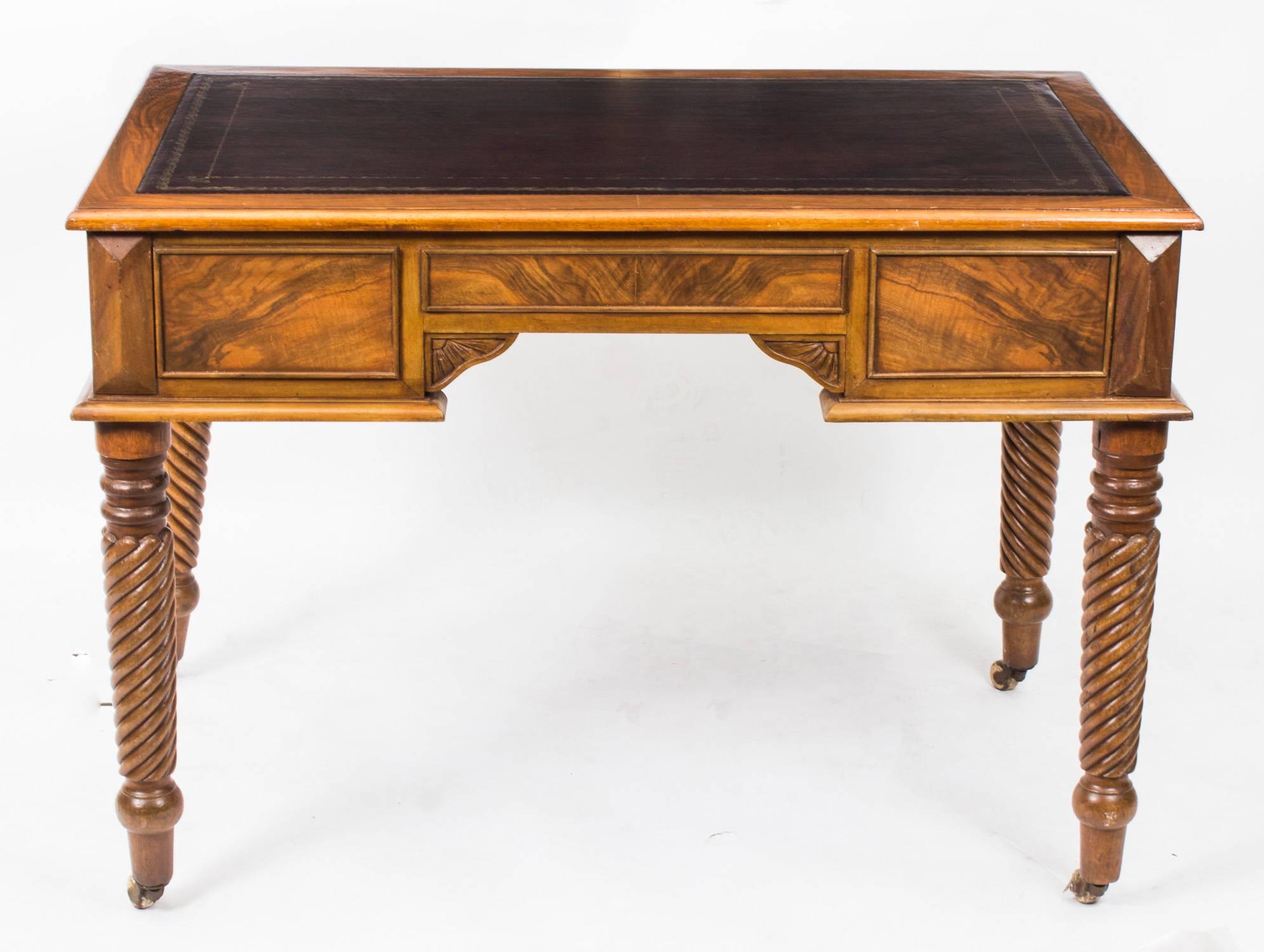 Early 20th Century Figured Walnut Writing Table Desk 4