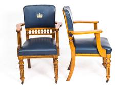 Antique Set of 12 Scottish Oak Leather Upholstered Dining Chairs, circa 1870