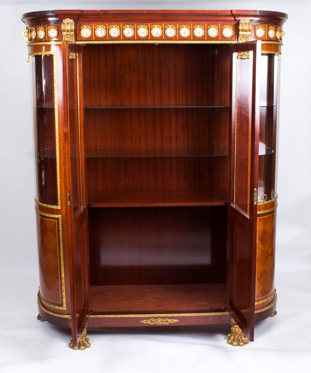 Vintage Louis Revival Ormolu Mounted Vitrine Display Cabinet by 