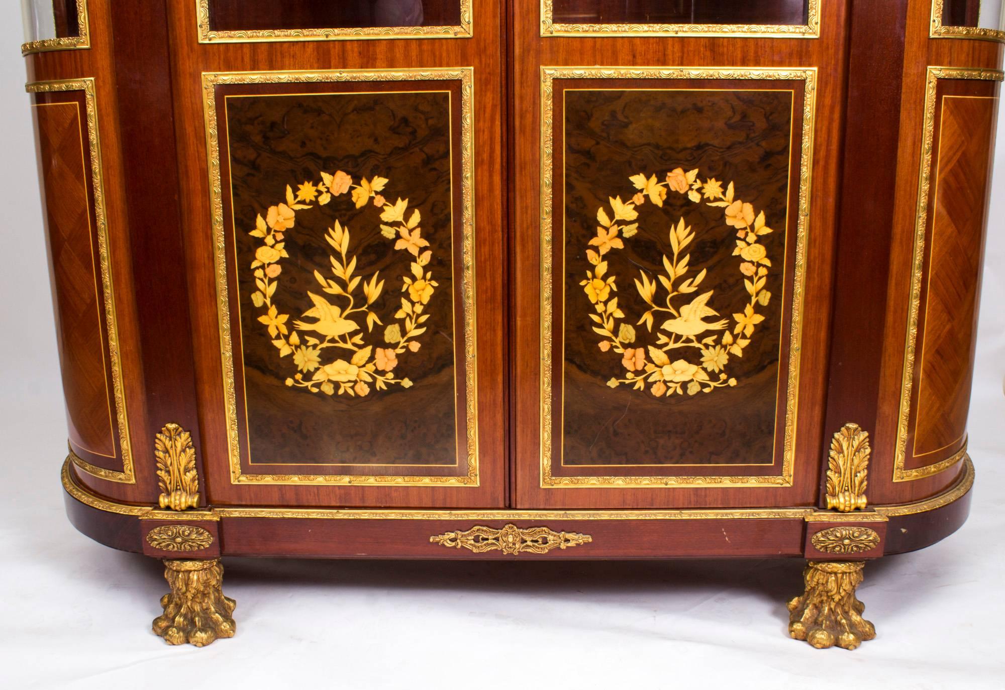 Louis XV Vintage Louis Revival Ormolu Mounted Vitrine Display Cabinet by 