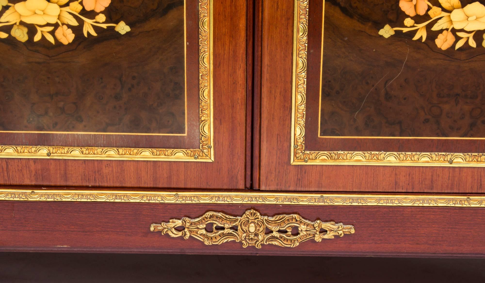 Spanish Vintage Louis Revival Ormolu Mounted Vitrine Display Cabinet by 