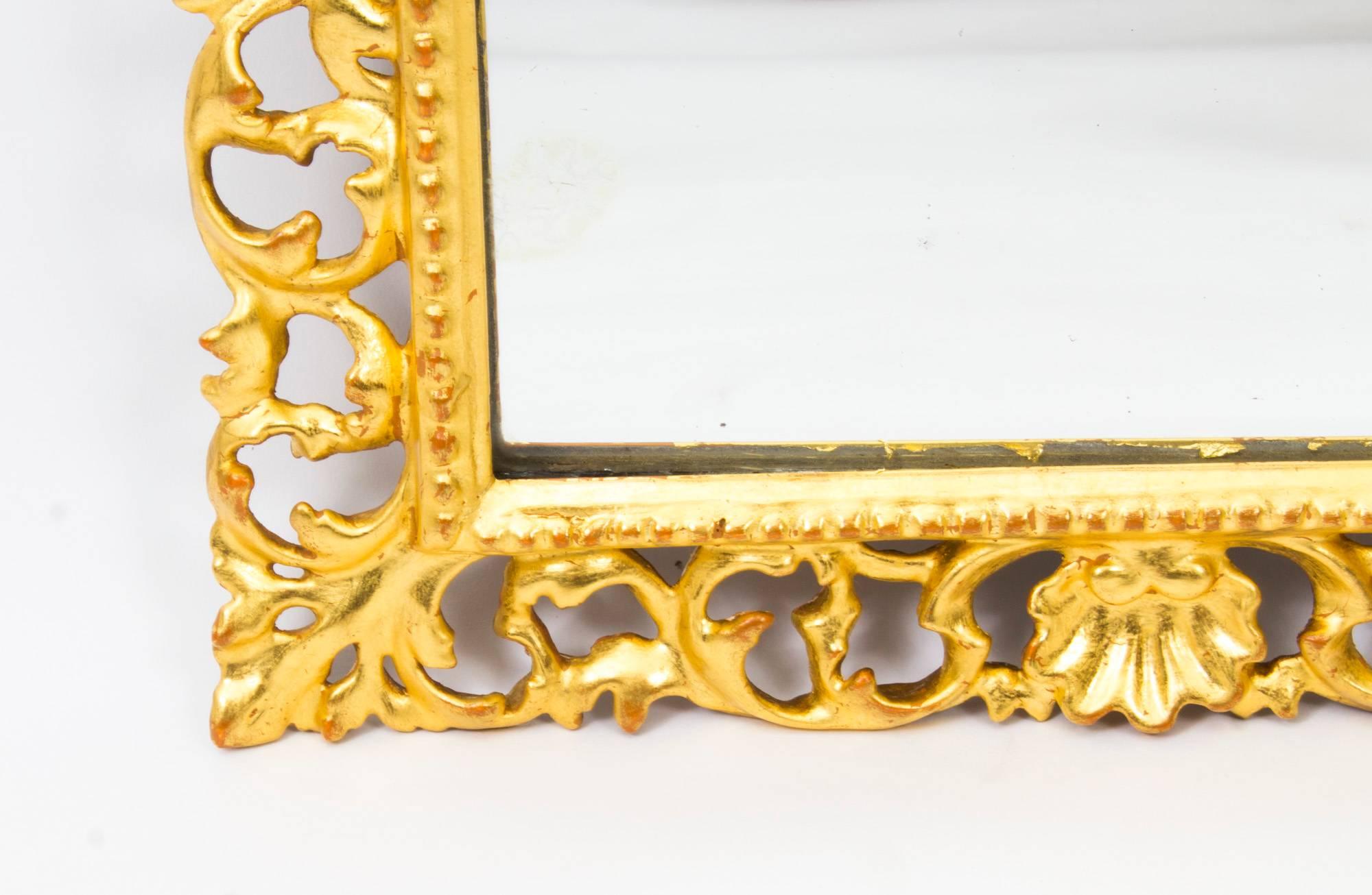 19th Century Italian Gilded Hand-Carved Florentine Mirror 1