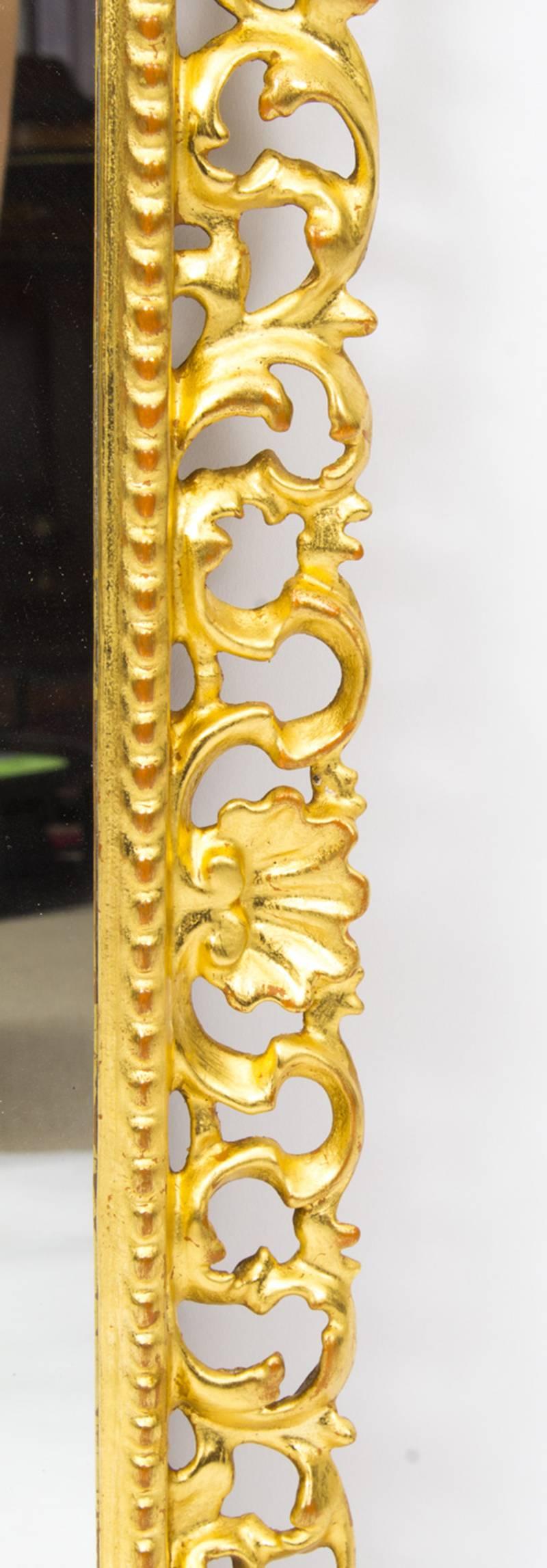 Late 19th Century 19th Century Italian Gilded Hand-Carved Florentine Mirror