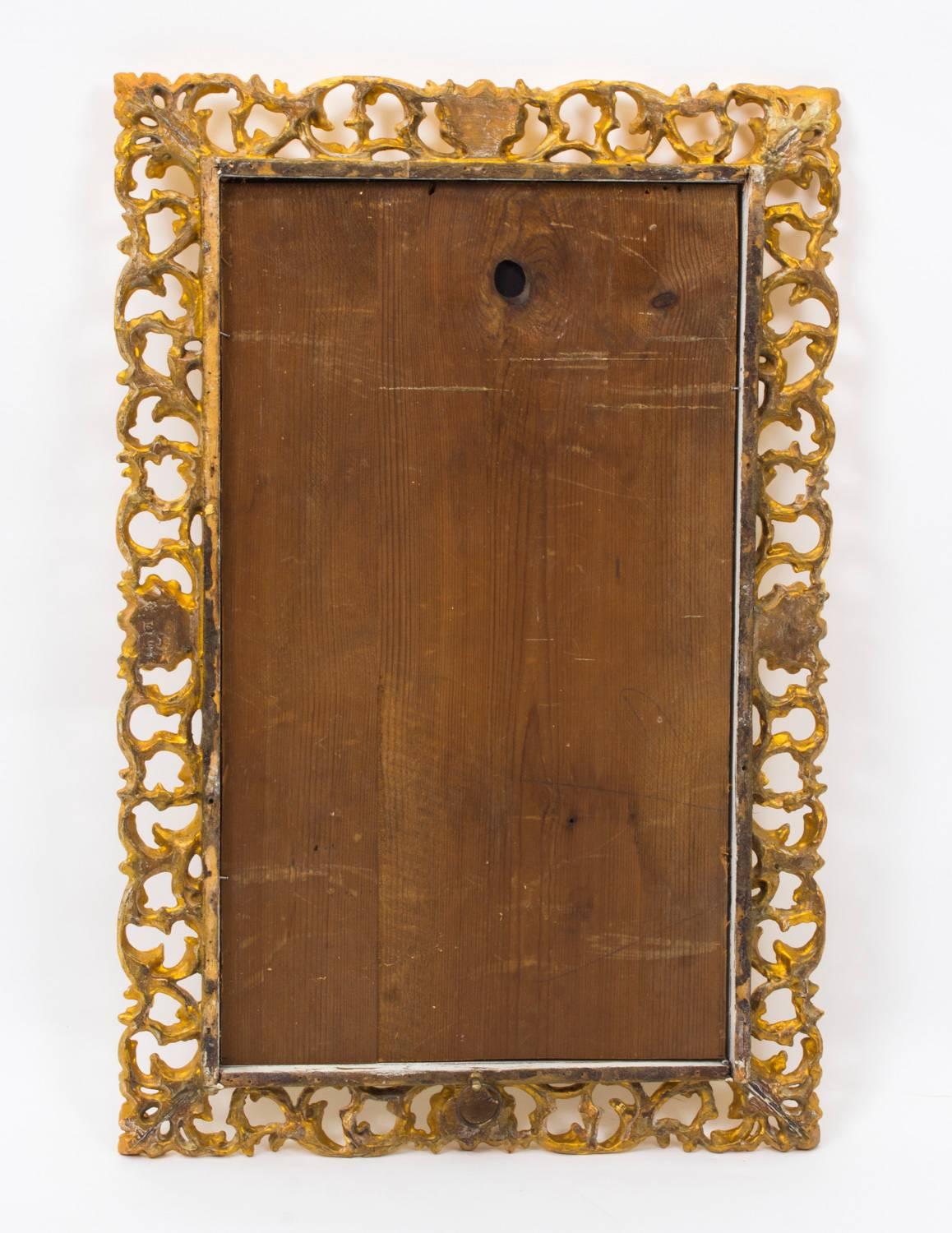 19th Century Italian Gilded Hand-Carved Florentine Mirror 2