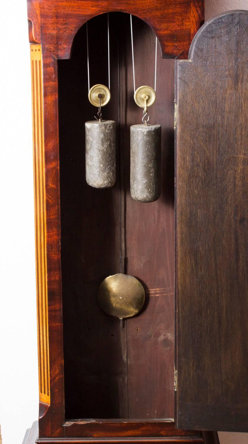 18th Century Flame Mahogany and Inlaid Longcase Clock, William Pridgin Hull 2