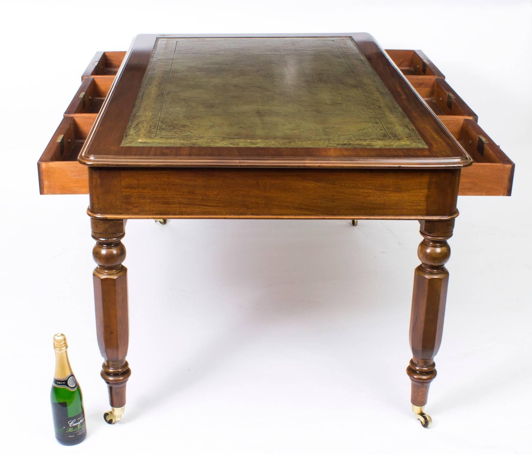 Antique William IV Mahogany Partner's Library Table Desk, circa 1840 5