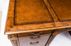 Superb Victorian Style Burr Walnut Partners Pedestal Desk