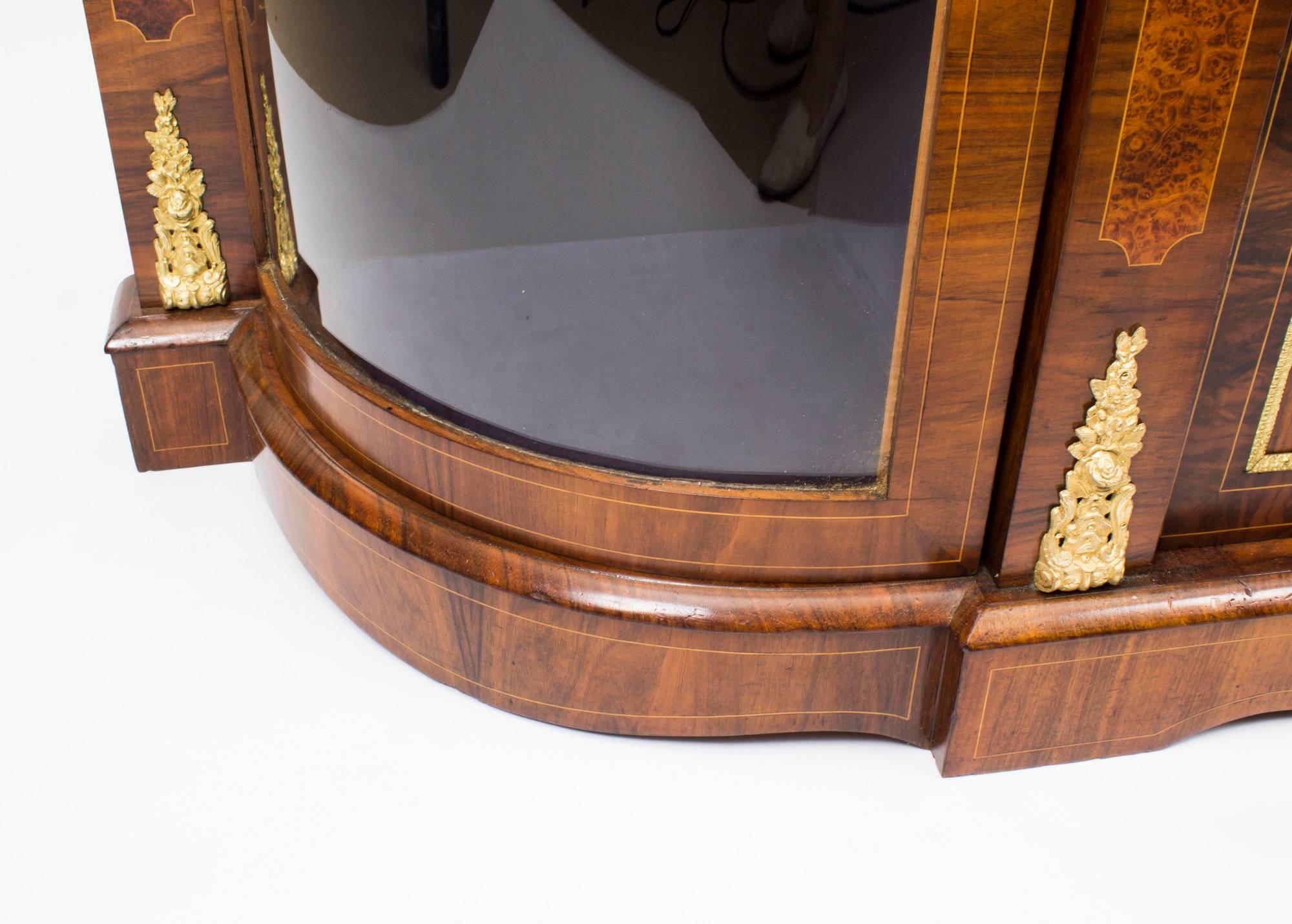 19th Century Victorian Burr Walnut Marquetry Ormolu-Mounted Credenza 4