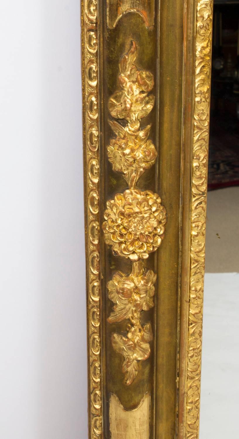19th Century French Floral Motif Giltwood Overmantel Mirror 3