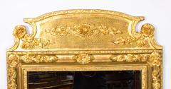 19th Century French Floral Motif Giltwood Overmantel Mirror