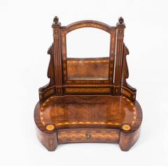 Antique French Burr Walnut Marquetry Dressing Table Mirror, circa 1860