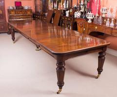 Antique Victorian Flame Mahogany Extending Dining Table and 14 Chairs