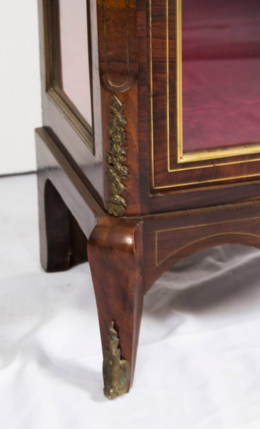 19th Century French Calamander Brass Inlaid Display Cabinet 2