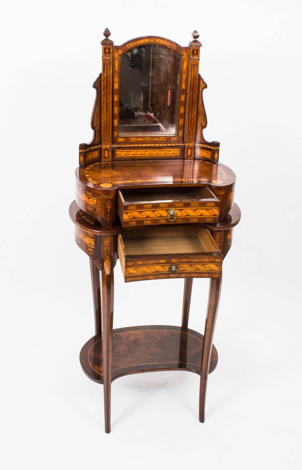 Antique French Kidney Occasional Dressing Table and Mirror, circa 1860 4