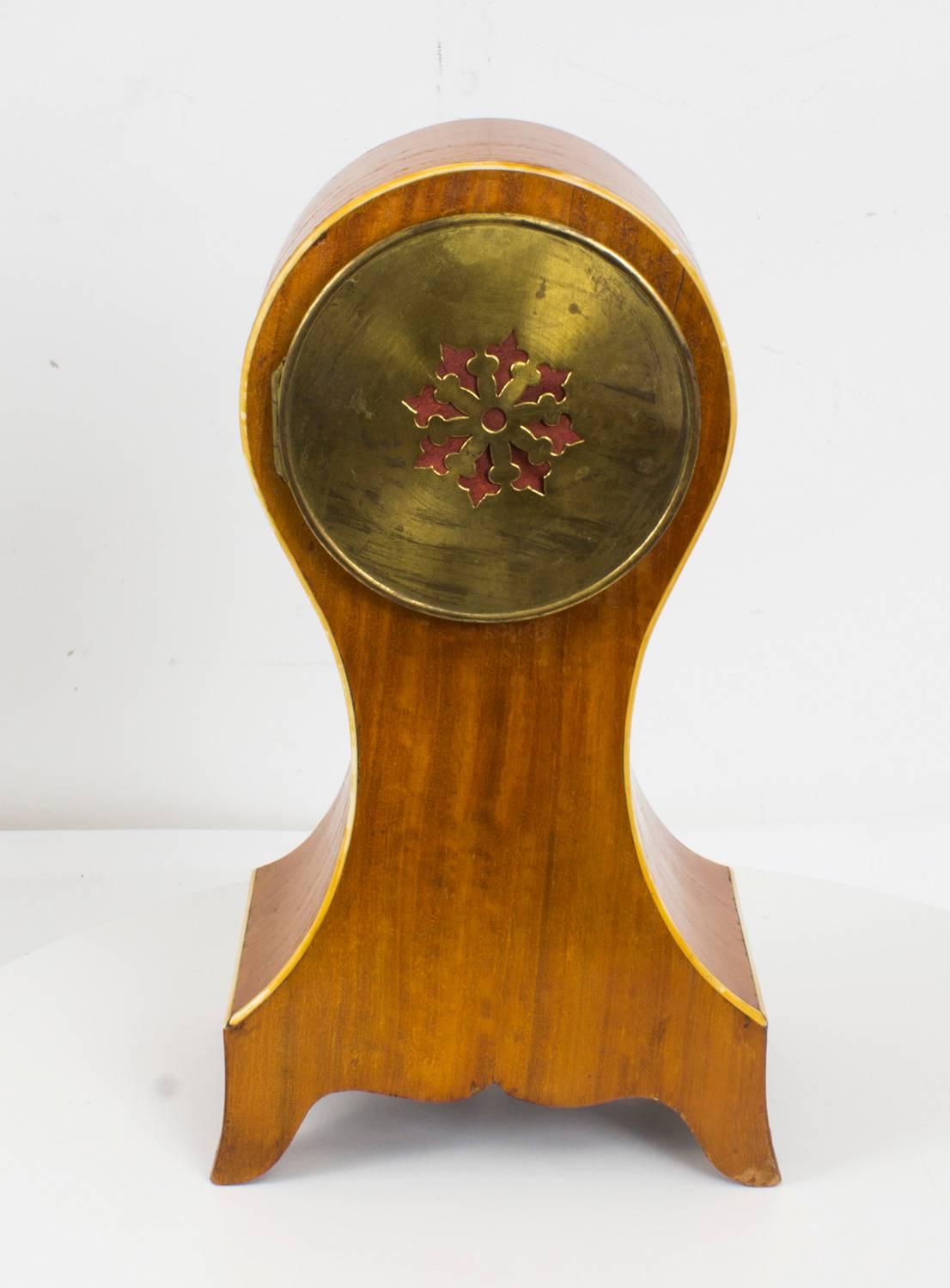 Early 20th Century Edwardian Inlaid Satinwood Mantle Clock 2