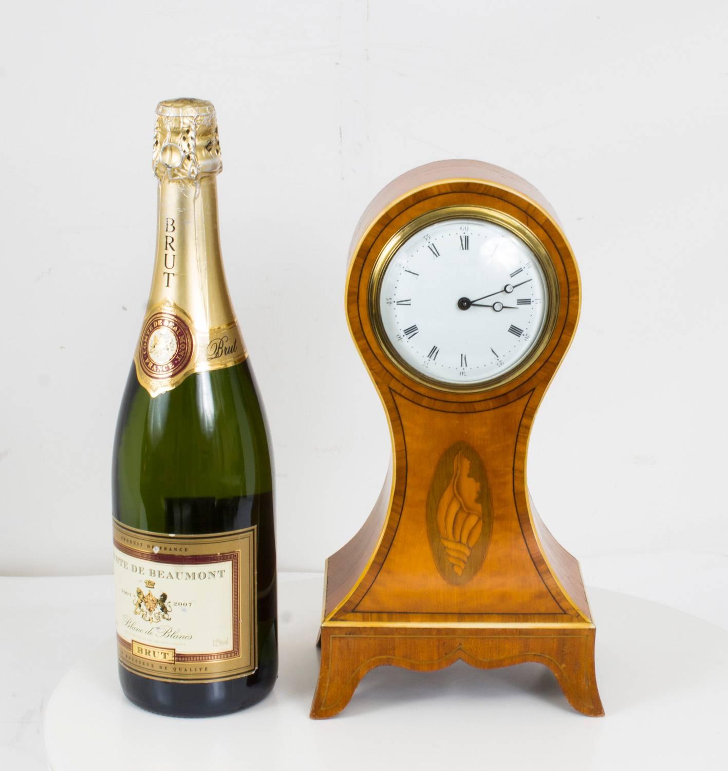 Early 20th Century Edwardian Inlaid Satinwood Mantle Clock 5