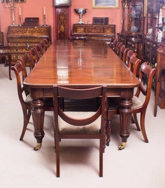 Antique Victorian Flame Mahogany Extending Dining Table and 16 Chairs