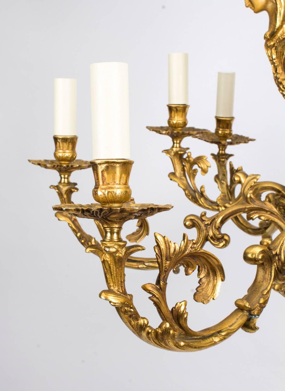 Late 19th Century 19th Century French Louis XIV Style Nine Branch Ormolu Chandelier