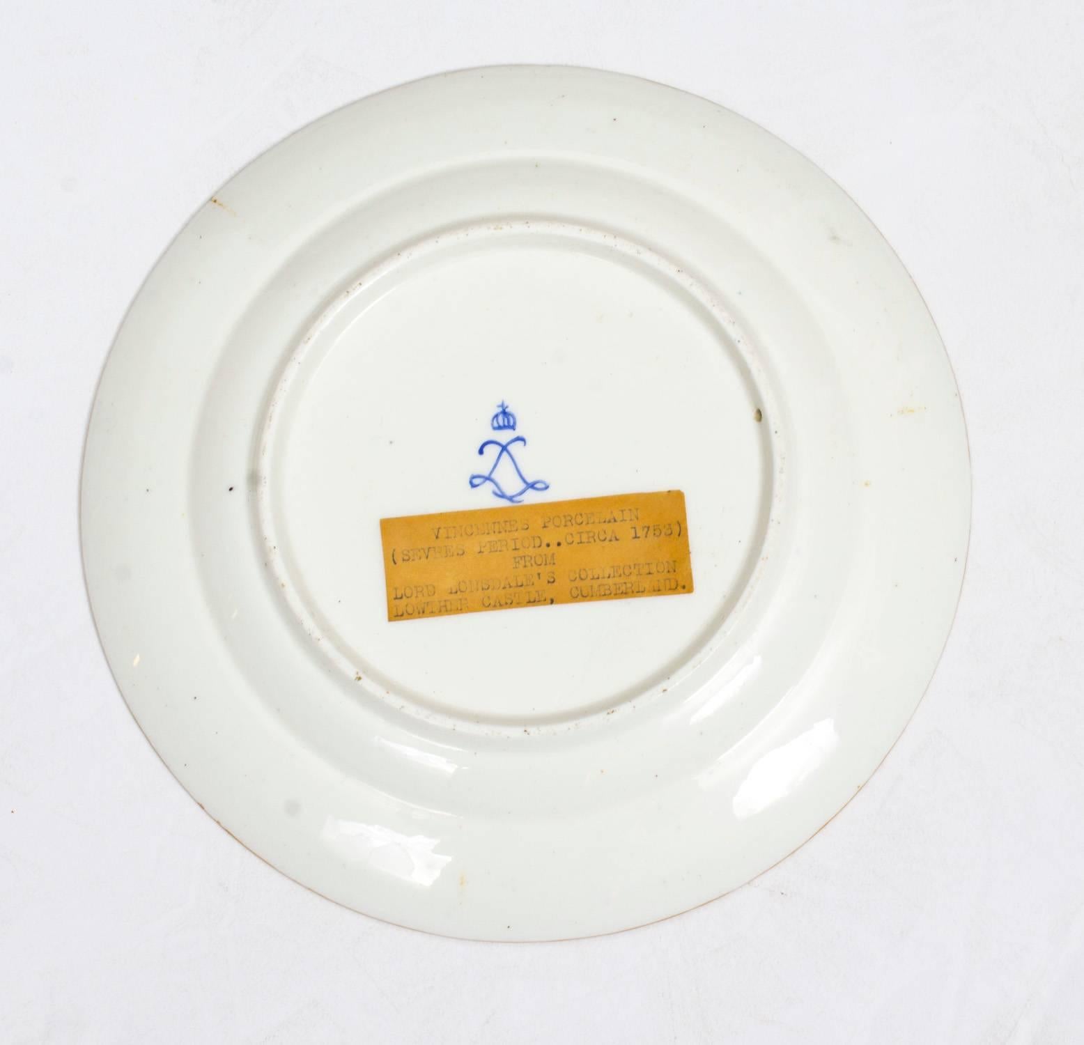 Antique Pair of Sevres Bleu Celeste Porcelain Plates 18th Century 5