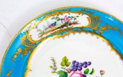 Antique Pair of Sevres Bleu Celeste Porcelain Plates 18th Century