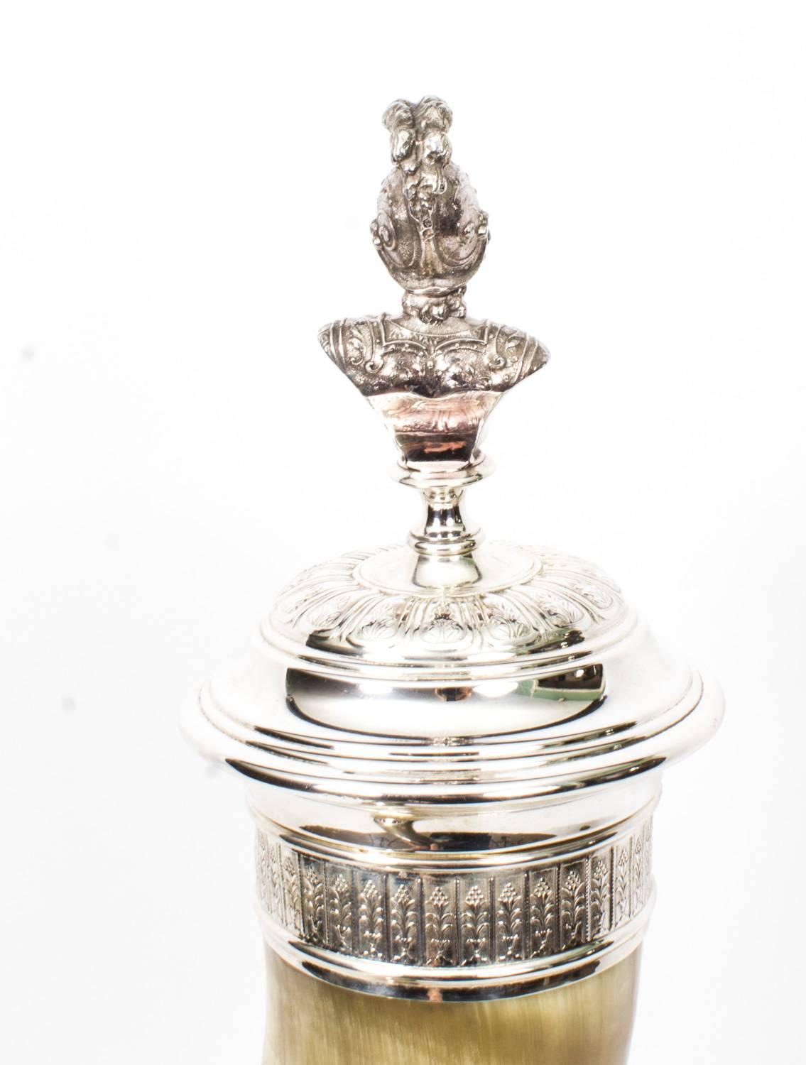 19th Century Antique English Silver Plated Horn Cornucopia, circa 1880