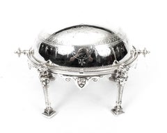 19th Century English Silver Plated Roll over Butter Dish Atkins Bros